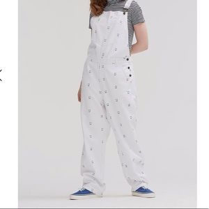 ❗️NEW❗️Lazy Oaf “Happy Sad” White Overalls